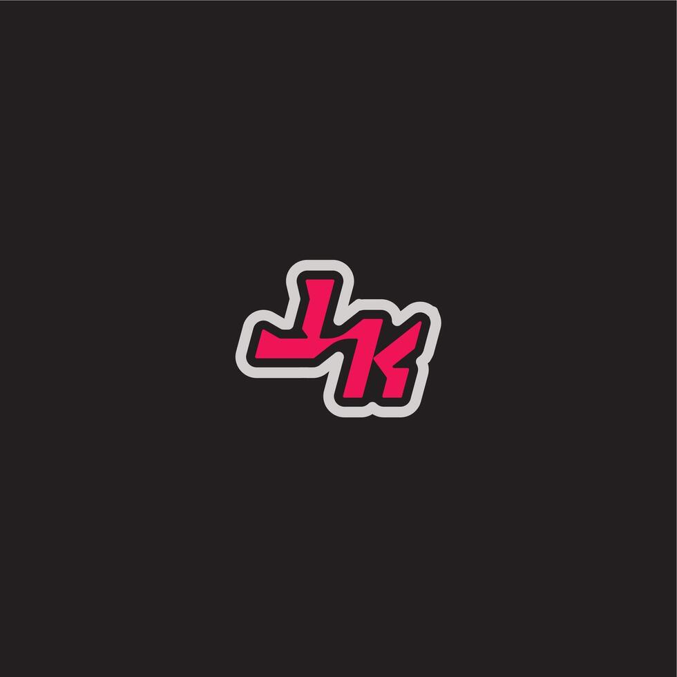 dynamic line monogram logo cool esport concept LK bold sporty gaming style letter vector