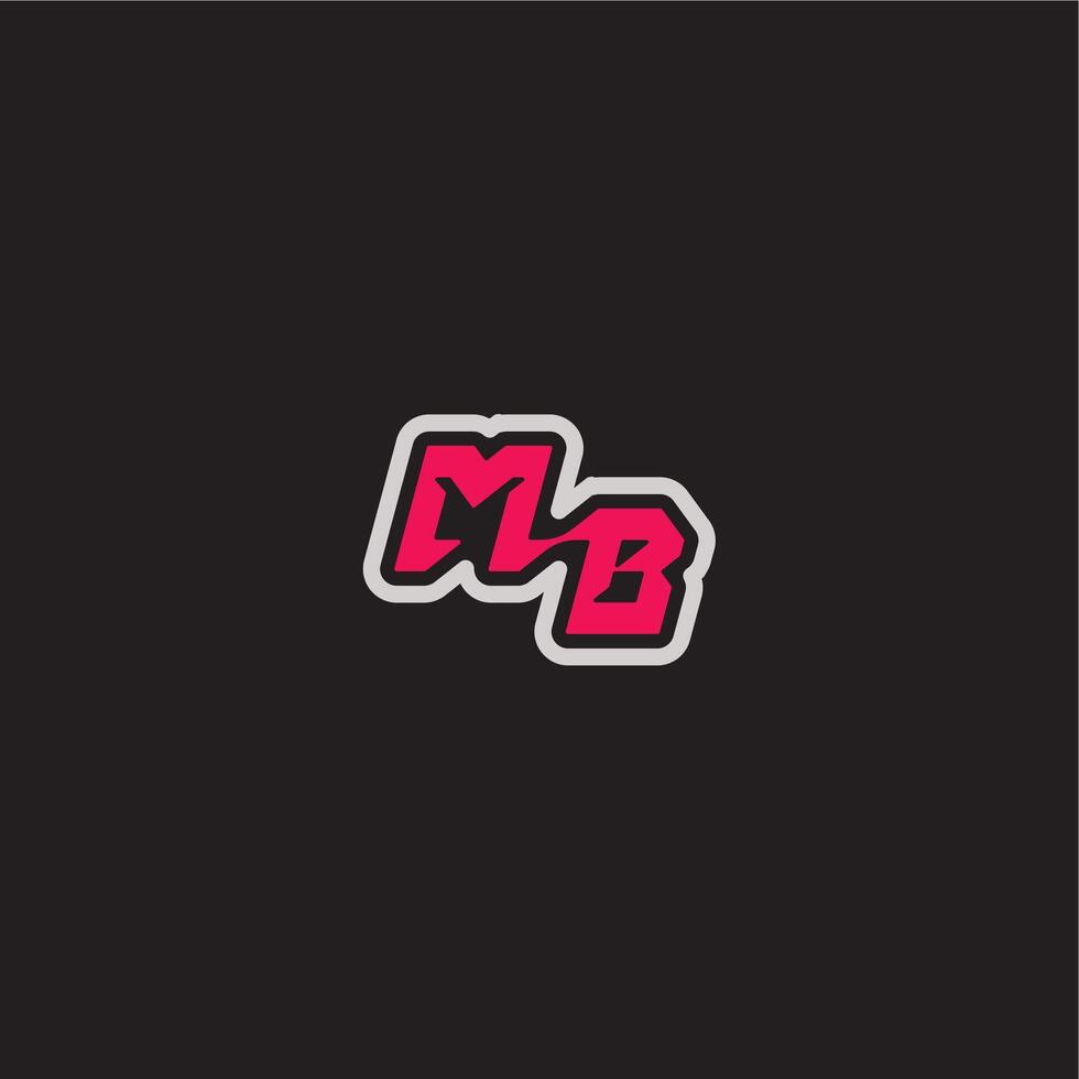 dynamic line monogram logo cool esport concept MB bold sporty gaming style letter vector