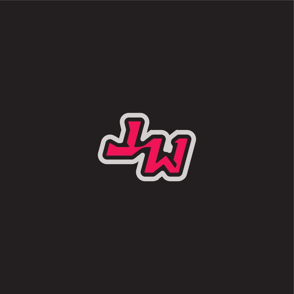 dynamic line monogram logo cool esport concept LW bold sporty gaming style letter vector