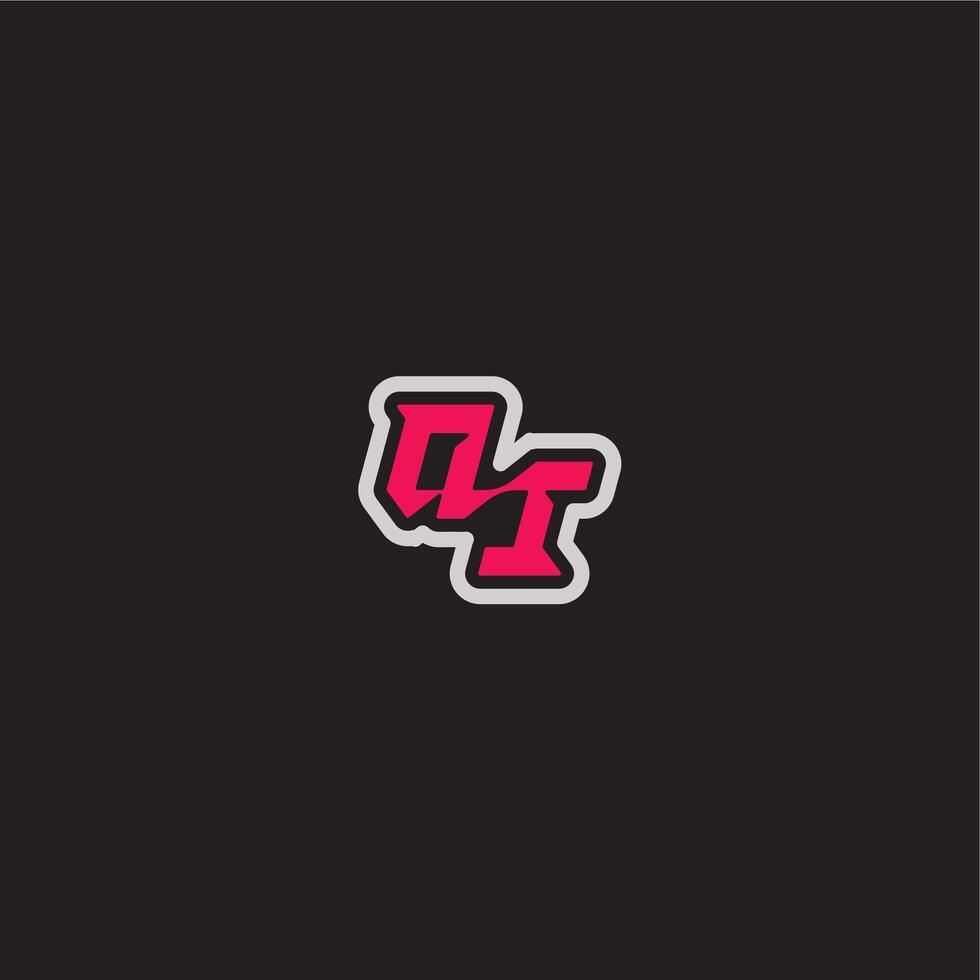 dynamic line monogram logo cool esport concept QI bold sporty gaming style letter vector