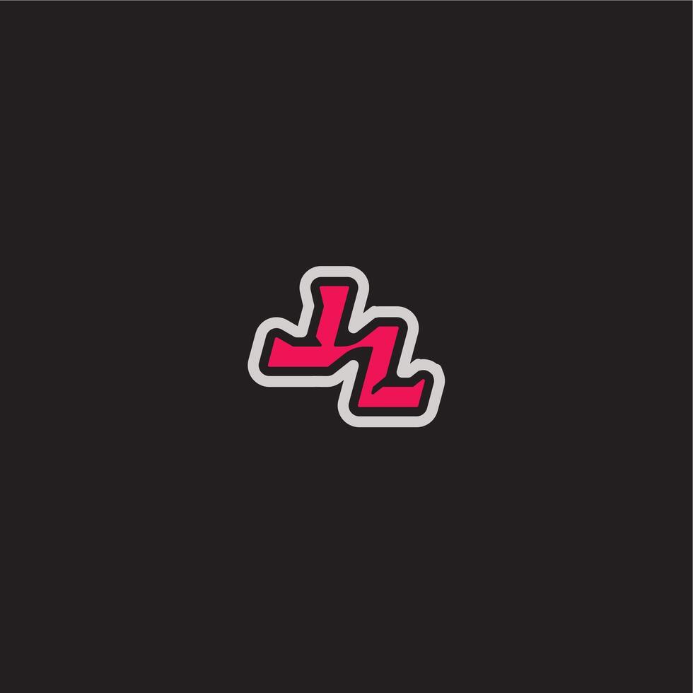 dynamic line monogram logo cool esport concept LL bold sporty gaming style letter vector