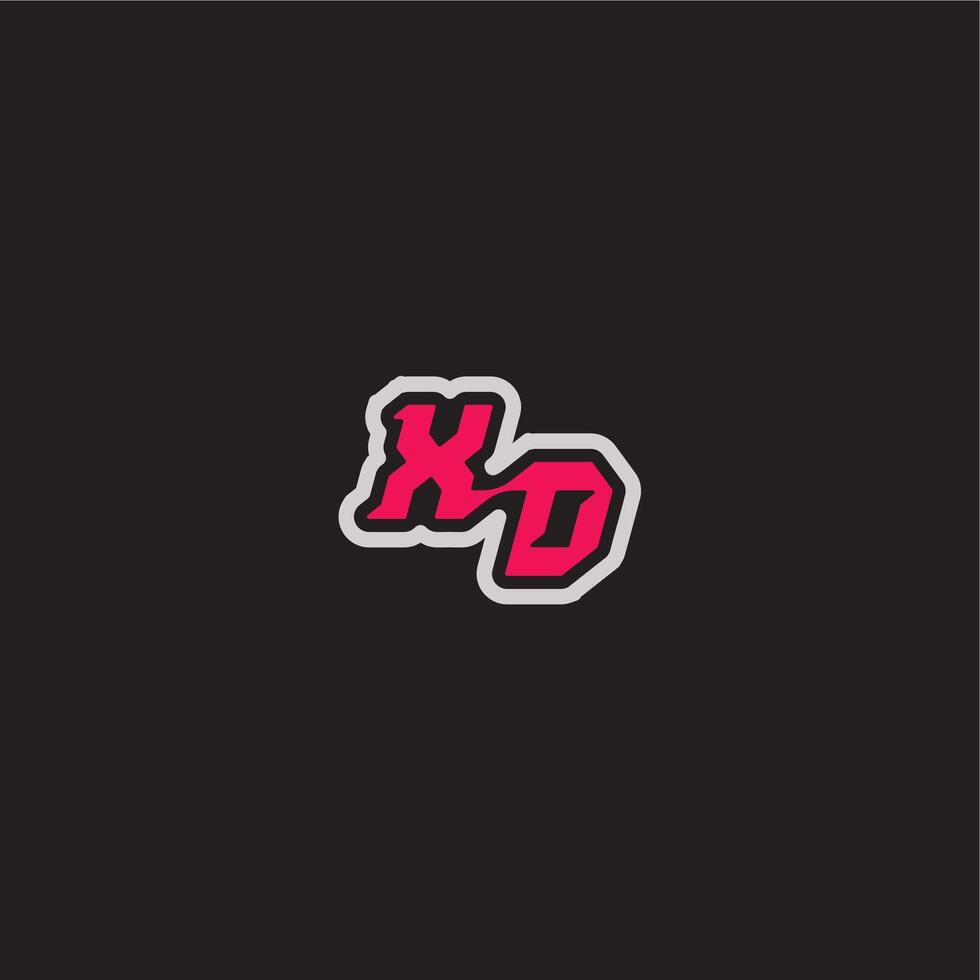 XD letter cool esport concept bold sporty gaming style dynamic line monogram logo vector