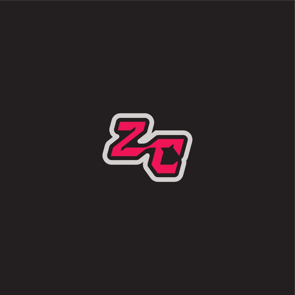 ZC letter cool esport concept bold sporty gaming style dynamic line monogram logo vector