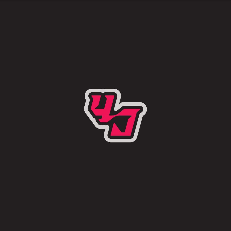 YJ letter cool esport concept bold sporty gaming style dynamic line monogram logo vector