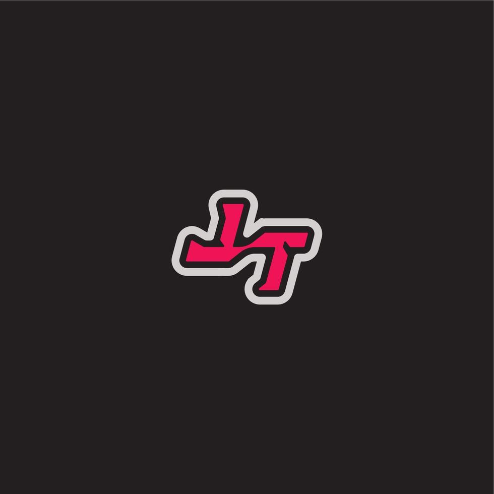dynamic line monogram logo cool esport concept LT bold sporty gaming style letter vector
