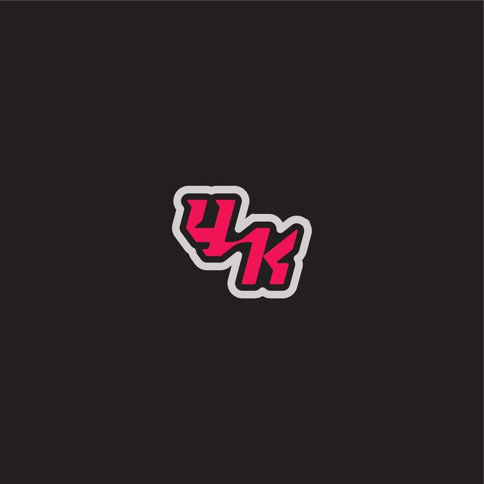 YK letter cool esport concept bold sporty gaming style dynamic line monogram logo vector