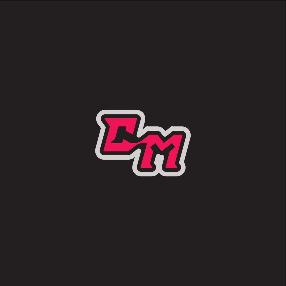 dynamic line monogram logo cool esport concept CM bold sporty gaming style letter vector