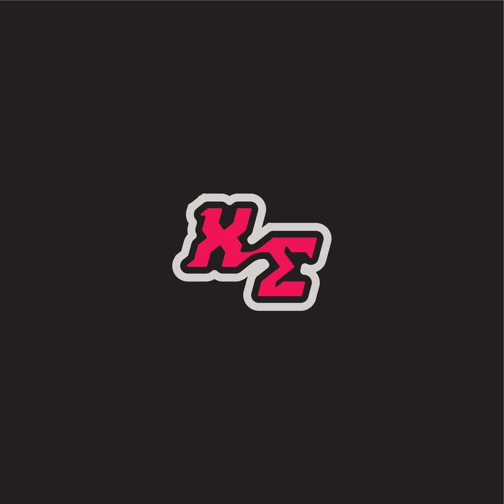 XE letter cool esport concept bold sporty gaming style dynamic line monogram logo vector
