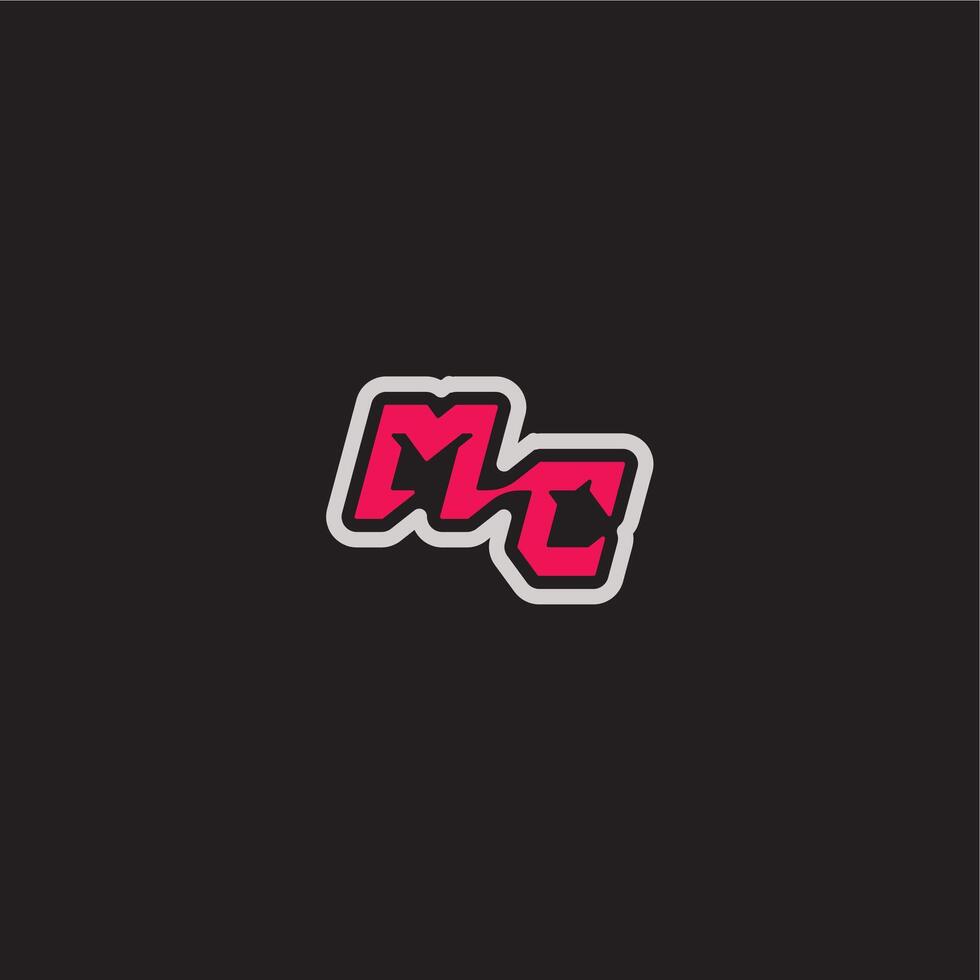 dynamic line monogram logo cool esport concept MC bold sporty gaming style letter vector