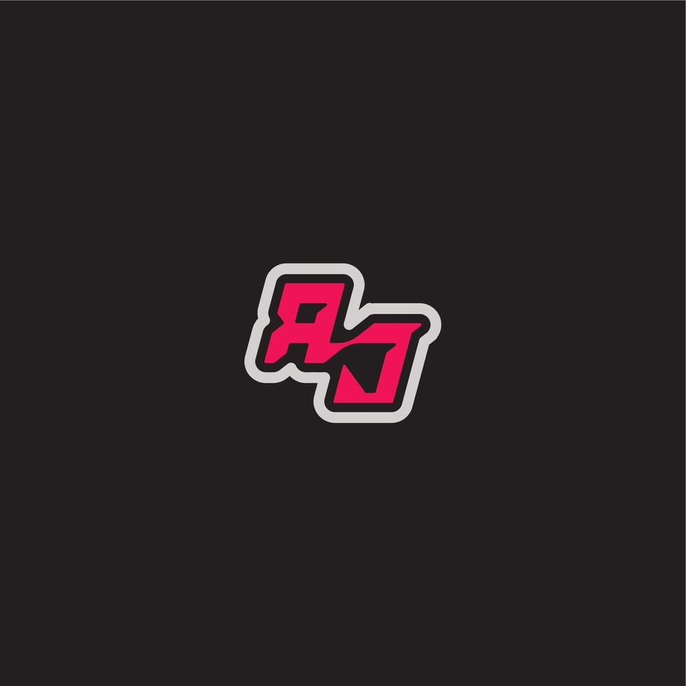 dynamic line monogram logo cool esport concept RJ bold sporty gaming style letter vector