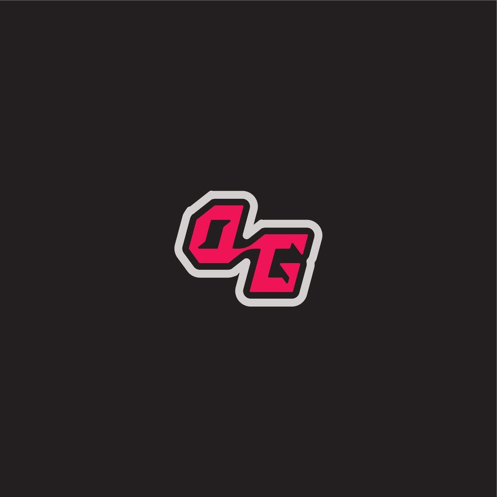 dynamic line monogram logo cool esport concept DG bold sporty gaming style letter vector