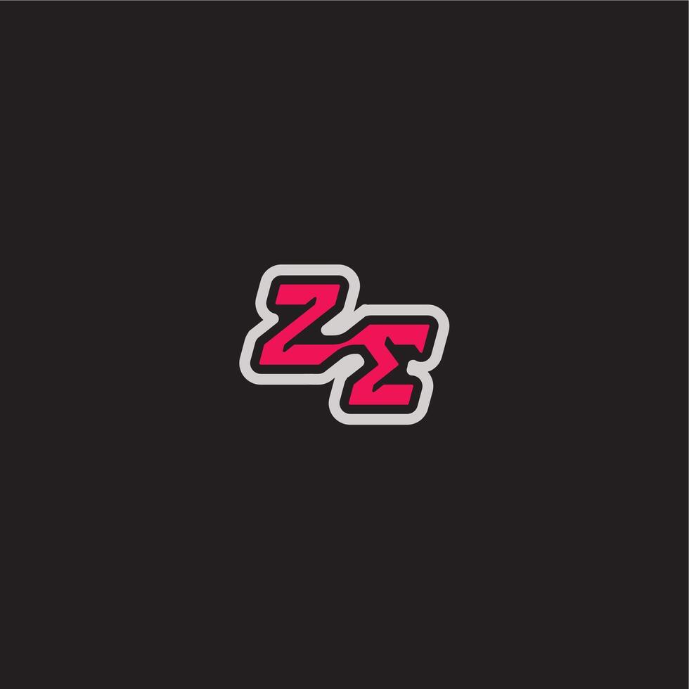 ZE letter cool esport concept bold sporty gaming style dynamic line monogram logo vector