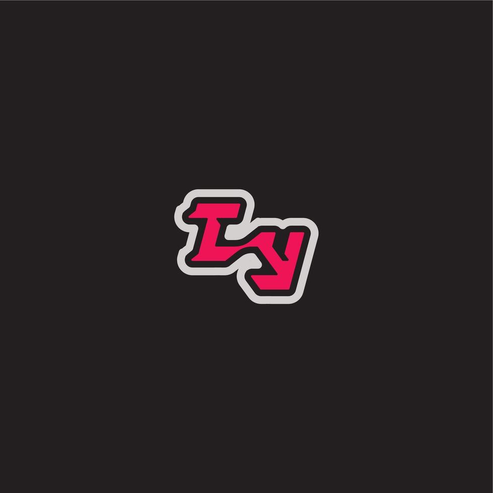 cool esport concept TY dynamic line monogram logo letter bold sporty gaming style vector