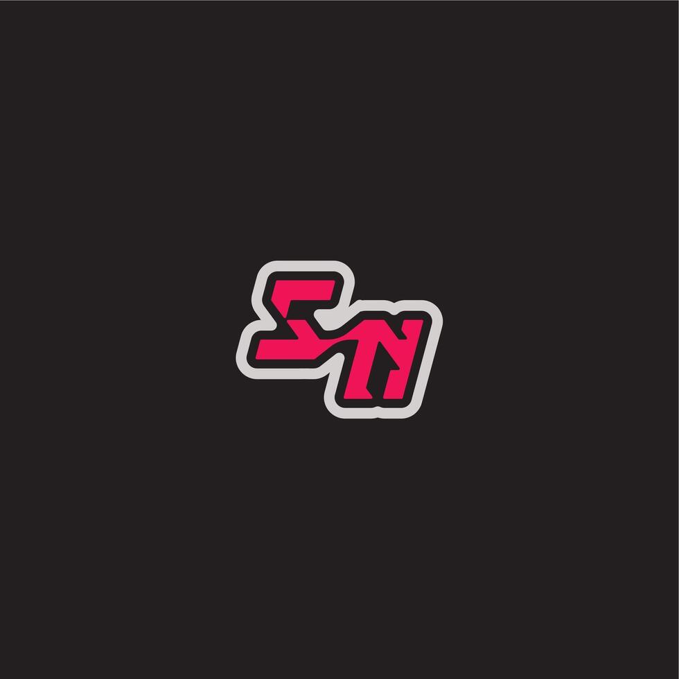 dynamic line monogram logo cool esport concept SN bold sporty gaming style letter vector