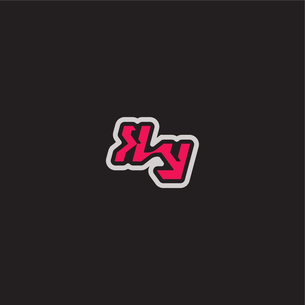 bold sporty gaming style dynamic line monogram logo letter cool esport concept KY vector
