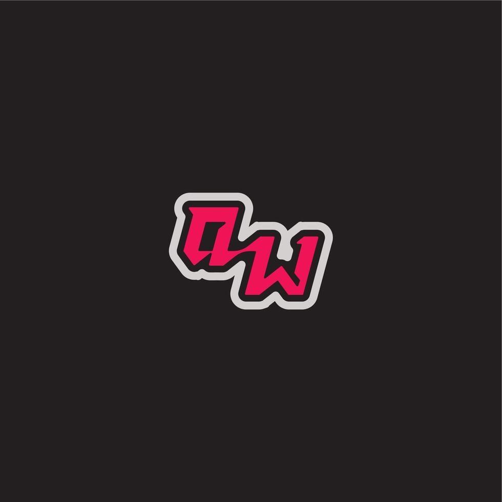 dynamic line monogram logo cool esport concept QW bold sporty gaming style letter vector