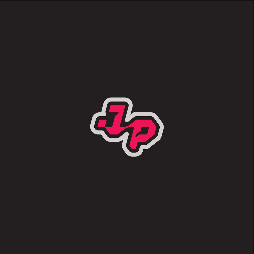 bold sporty gaming style dynamic line monogram logo letter cool esport concept JP vector