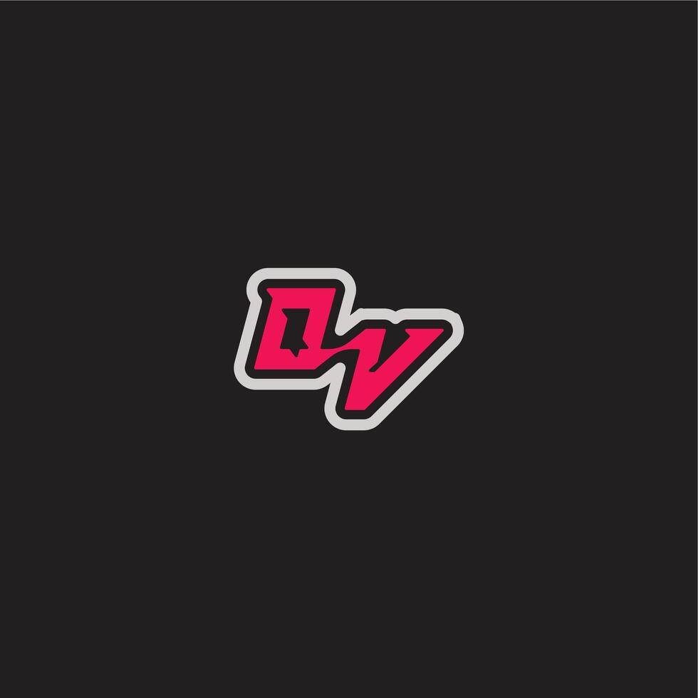 dynamic line monogram logo cool esport concept OV bold sporty gaming style letter vector