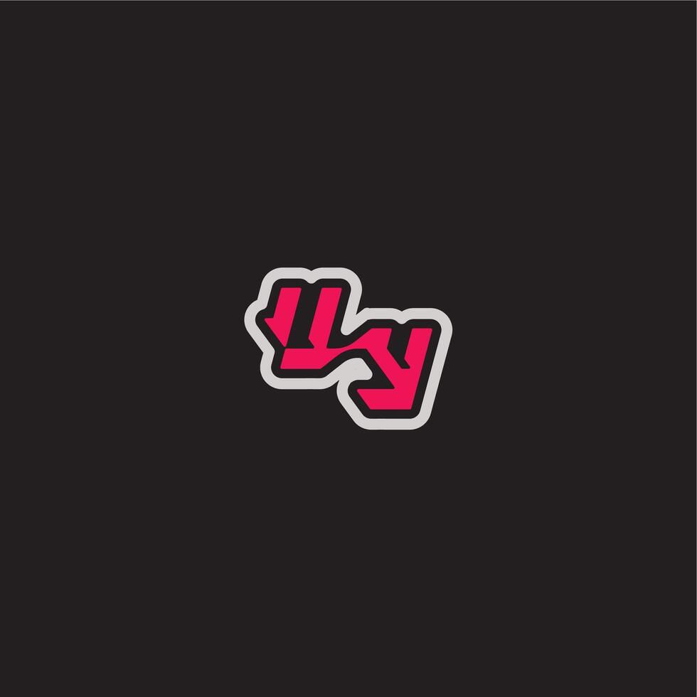 cool esport concept UY dynamic line monogram logo letter bold sporty gaming style vector