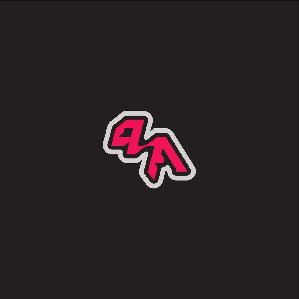 dynamic line monogram logo cool esport concept PA bold sporty gaming style letter vector