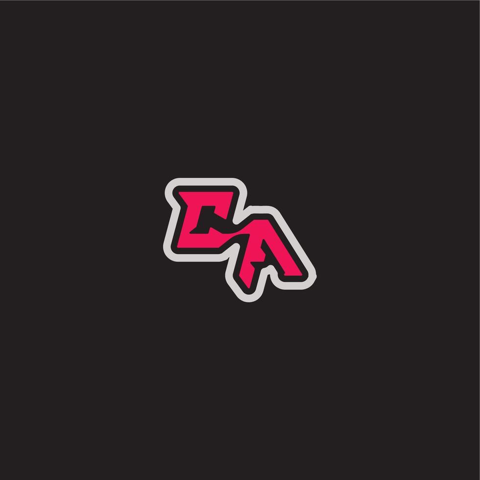 dynamic line monogram logo cool esport concept CA bold sporty gaming style letter vector