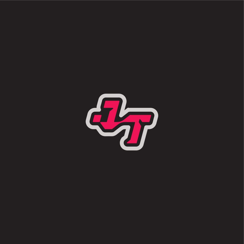 bold sporty gaming style dynamic line monogram logo letter cool esport concept JT vector
