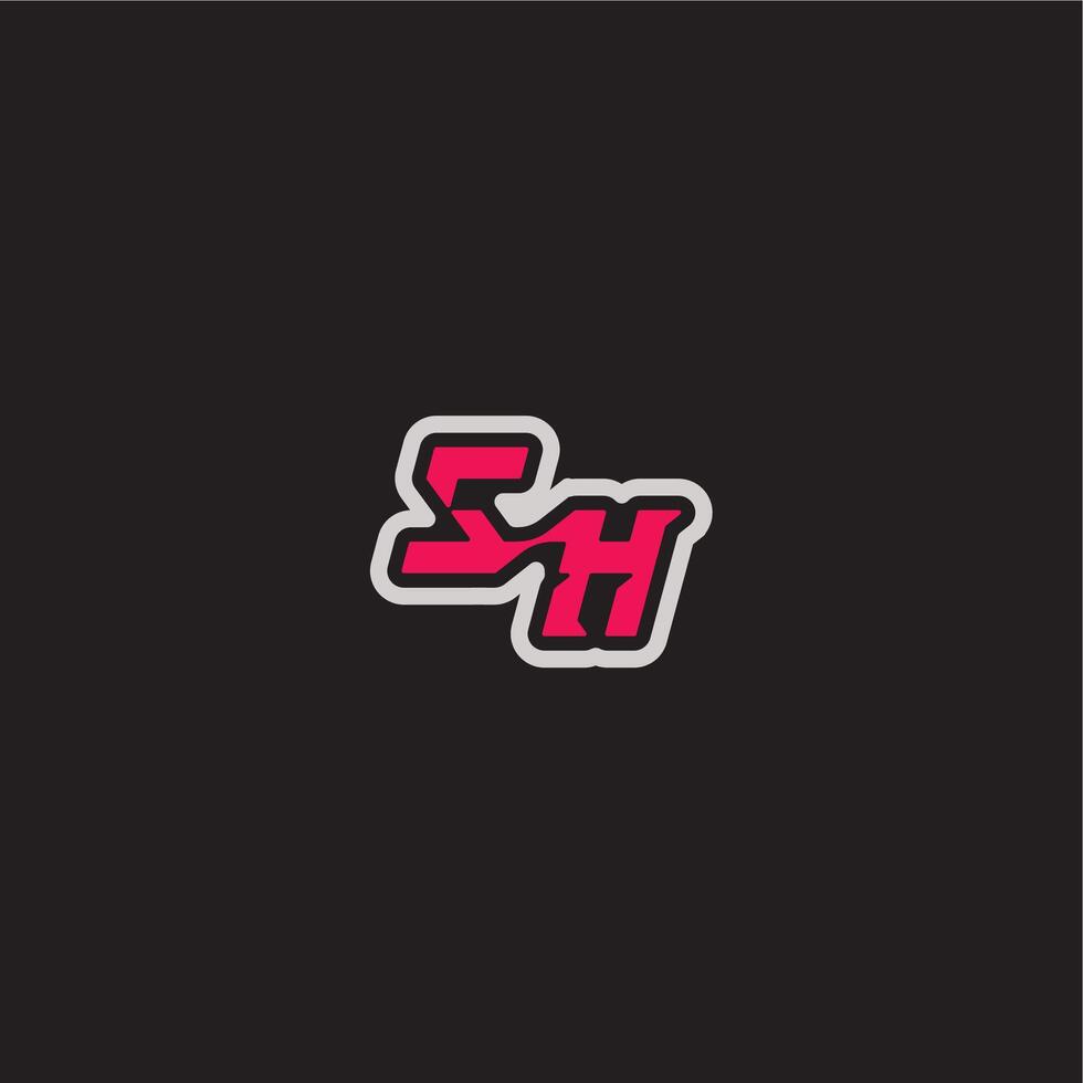 dynamic line monogram logo cool esport concept SH bold sporty gaming style letter vector