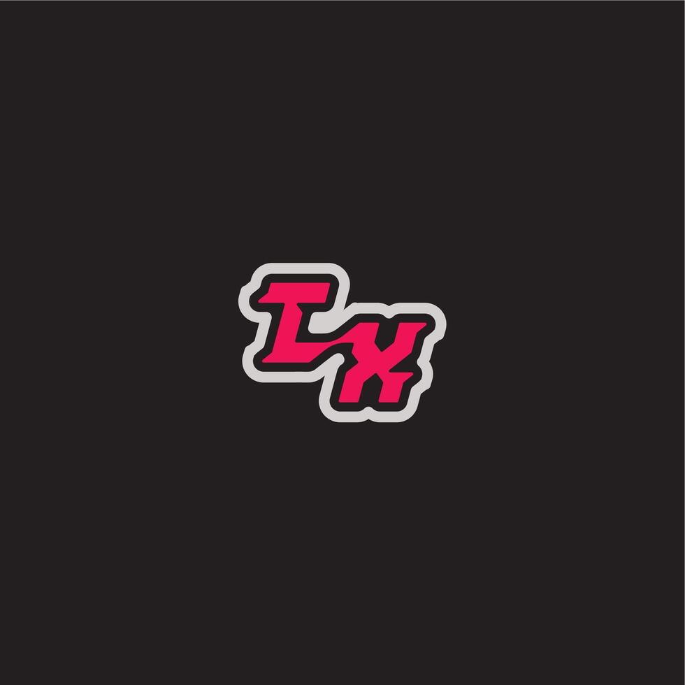 cool esport concept TX dynamic line monogram logo letter bold sporty gaming style vector