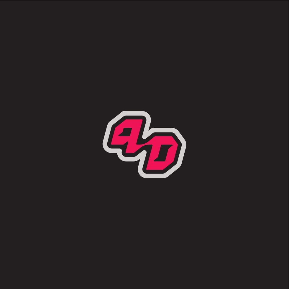 dynamic line monogram logo cool esport concept PD bold sporty gaming style letter vector