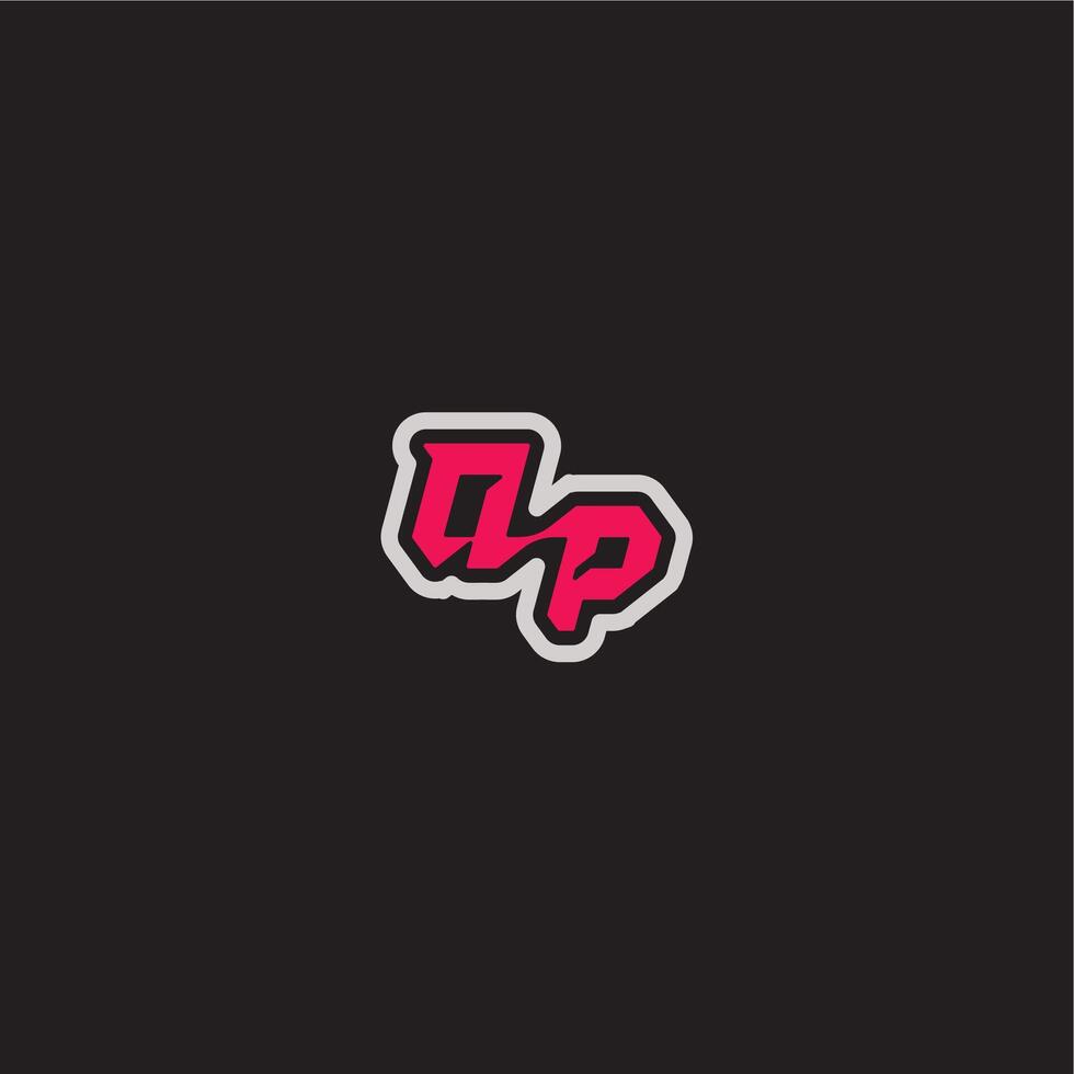 dynamic line monogram logo cool esport concept QP bold sporty gaming style letter vector