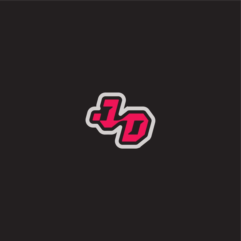 bold sporty gaming style dynamic line monogram logo letter cool esport concept JD vector