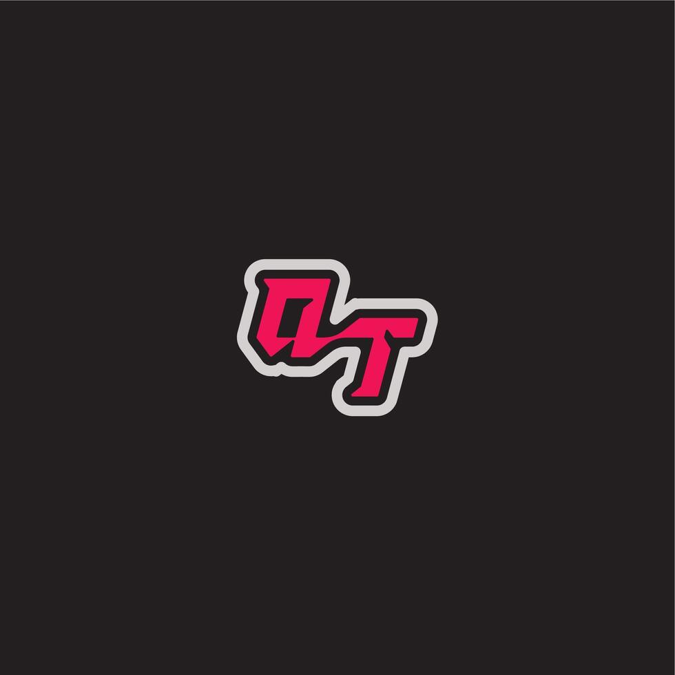 dynamic line monogram logo cool esport concept QT bold sporty gaming style letter vector