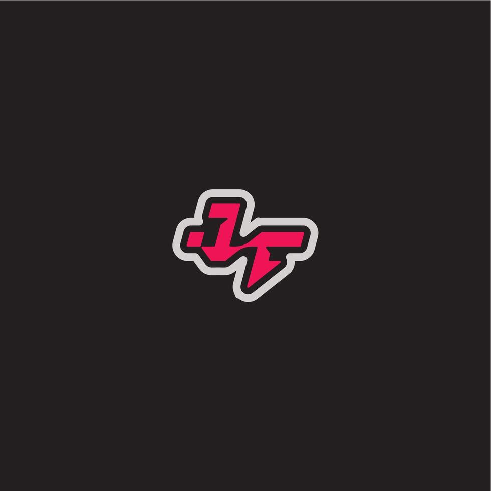 bold sporty gaming style dynamic line monogram logo letter cool esport concept JF vector