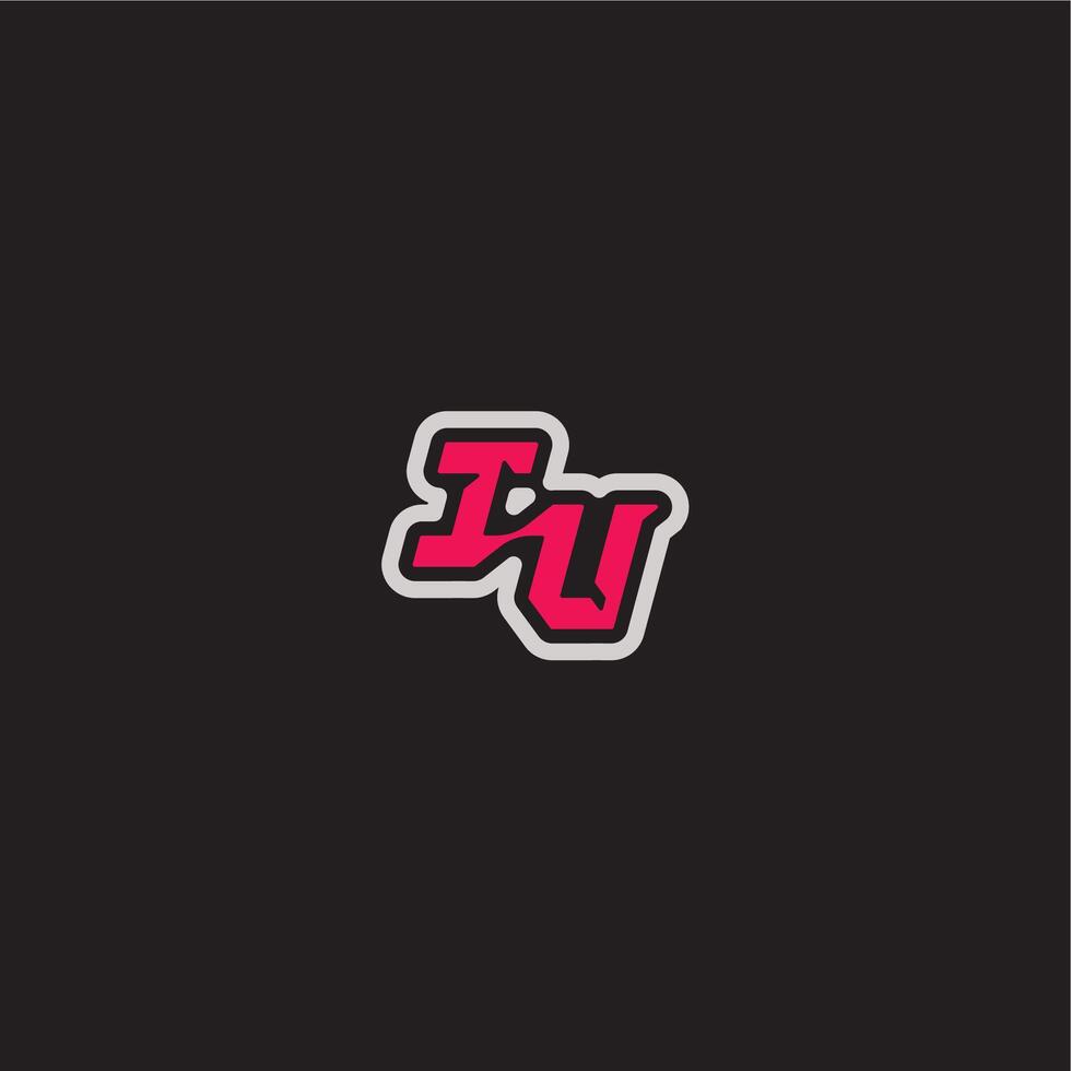 bold sporty gaming style dynamic line monogram logo letter cool esport concept IU vector