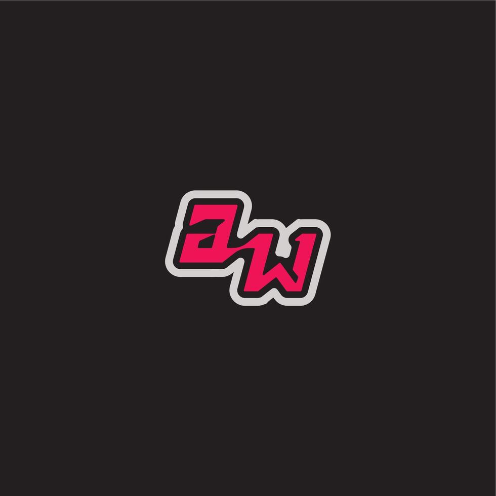 bold sporty gaming style dynamic line monogram logo letter cool esport concept GW vector