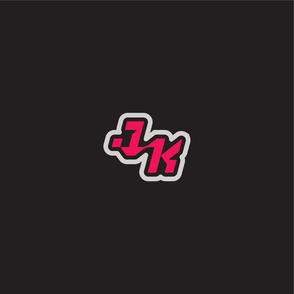 bold sporty gaming style dynamic line monogram logo letter cool esport concept JK vector
