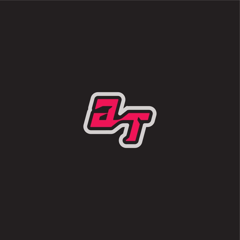 bold sporty gaming style dynamic line monogram logo letter cool esport concept GT vector