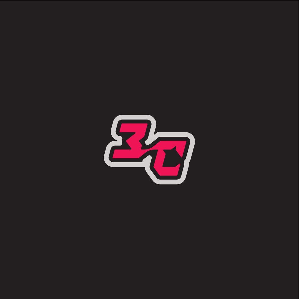 bold sporty gaming style EC cool esport concept dynamic line monogram logo letter vector
