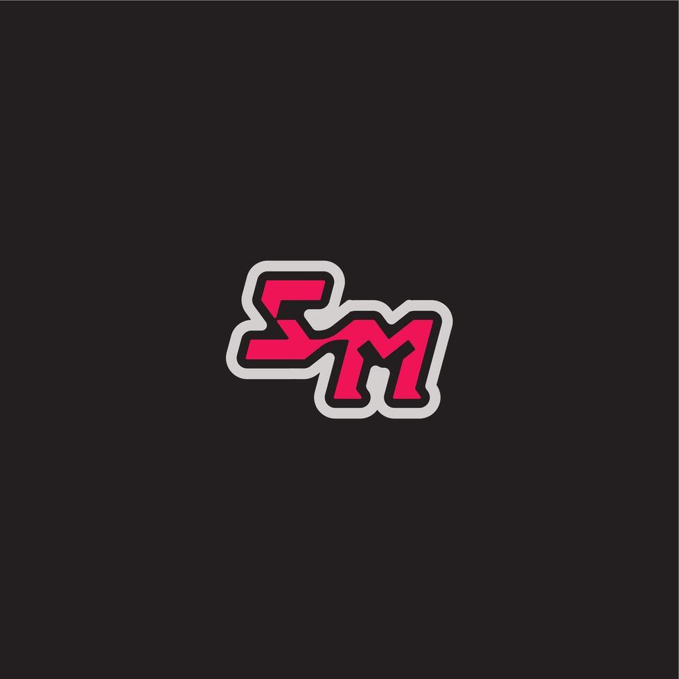 dynamic line monogram logo cool esport concept SM bold sporty gaming style letter vector