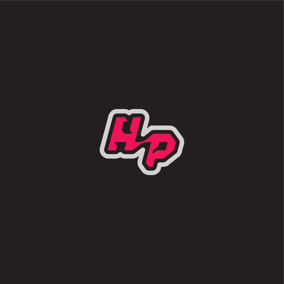 bold sporty gaming style dynamic line monogram logo letter cool esport concept HP vector