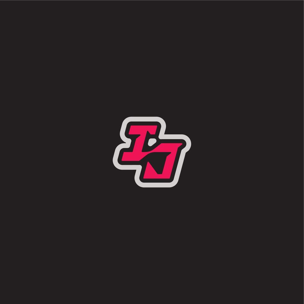 bold sporty gaming style dynamic line monogram logo letter cool esport concept IJ vector