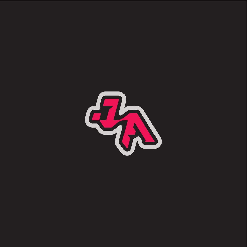 bold sporty gaming style dynamic line monogram logo letter cool esport concept JA vector