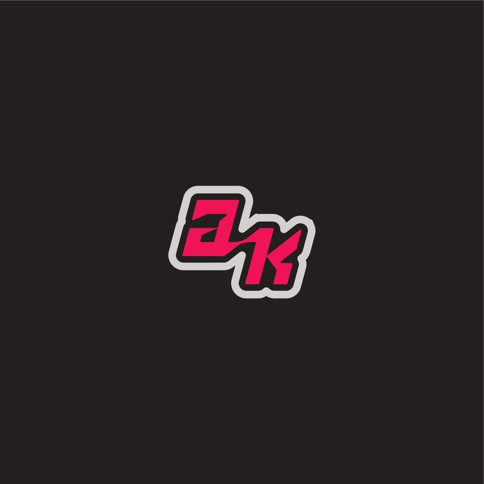 bold sporty gaming style dynamic line monogram logo letter cool esport concept GK vector