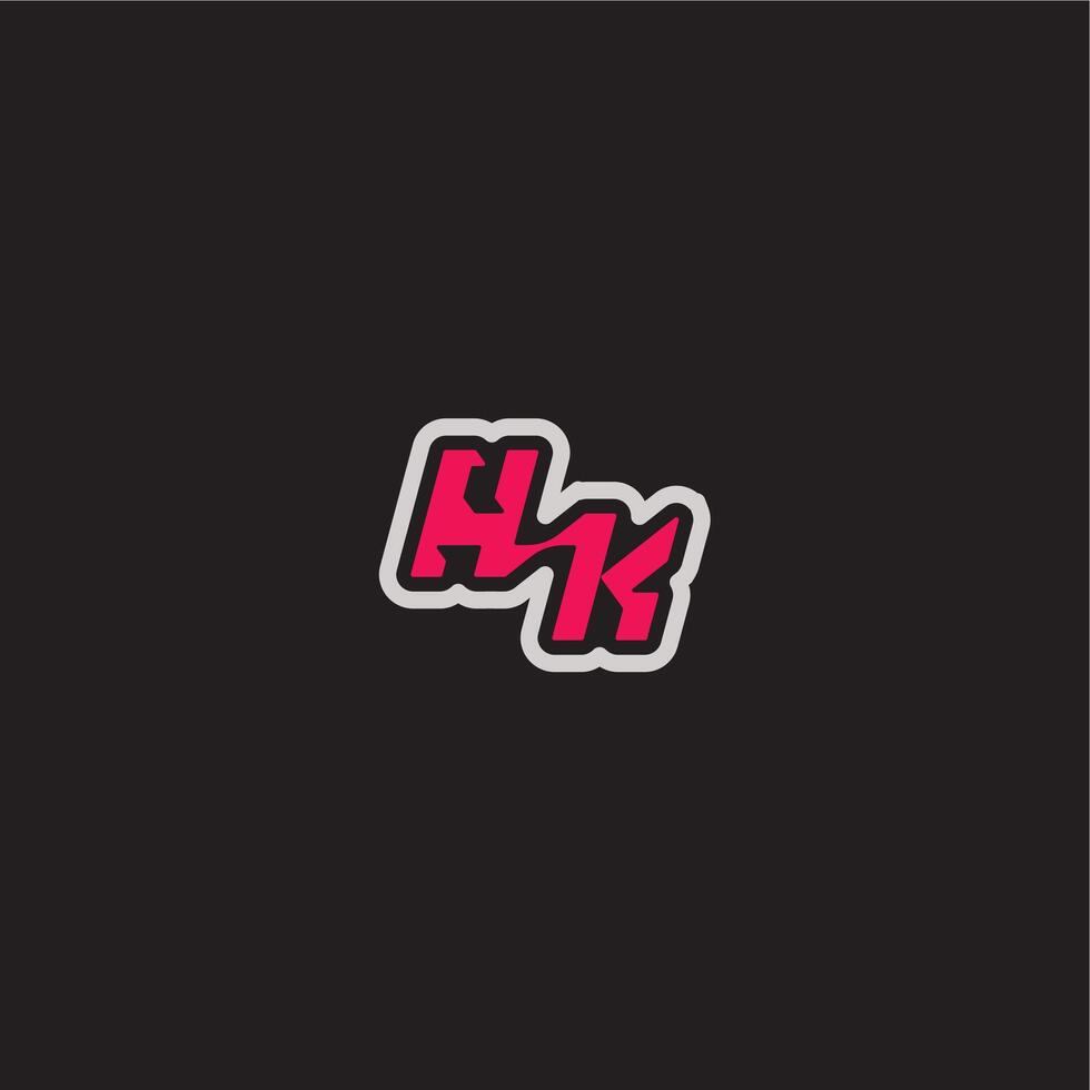 bold sporty gaming style dynamic line monogram logo letter cool esport concept HK vector