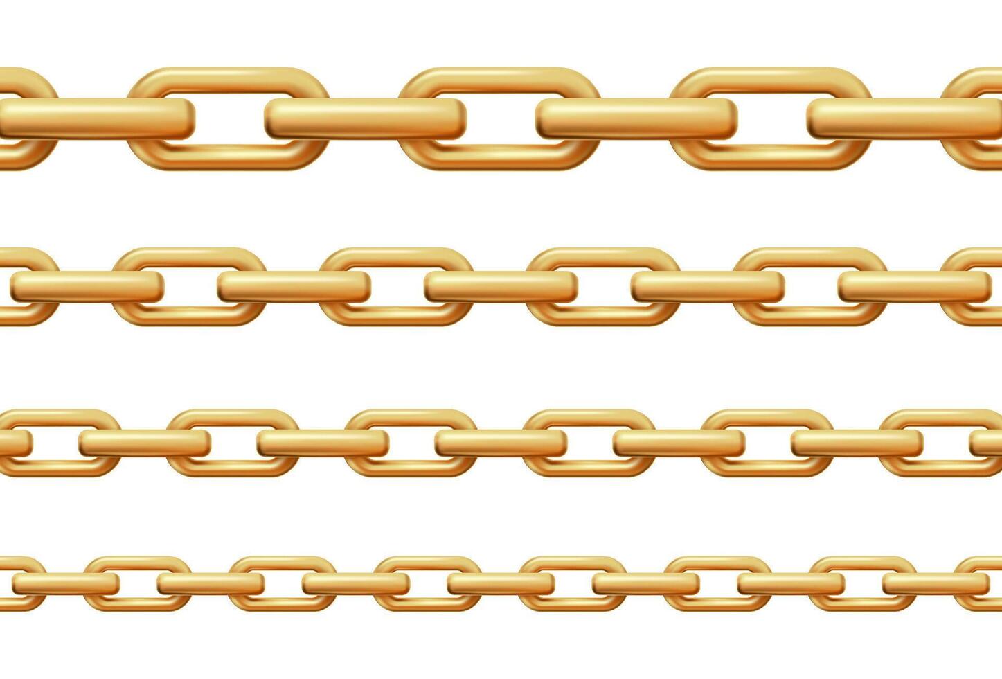 3d realistic icon illustration. Seamless golden chain. Small and gid links. vector