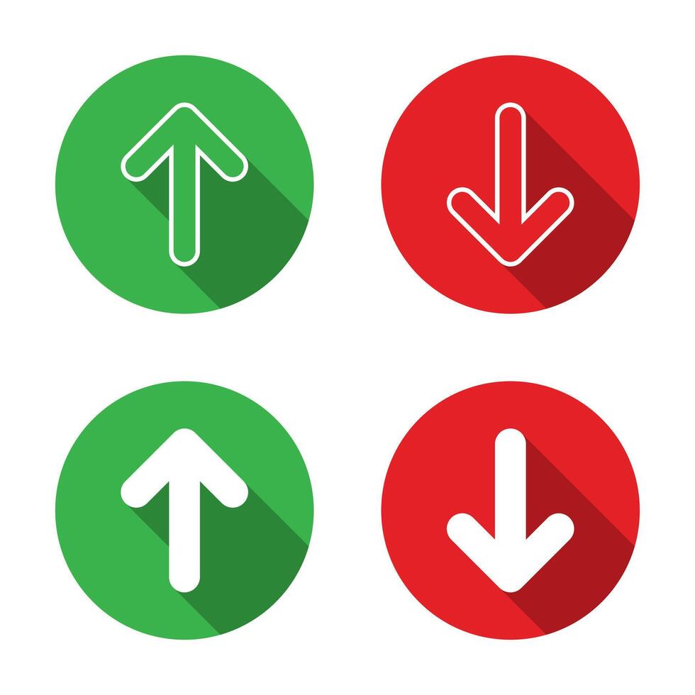 Up and down direction arrow icon with long shadow vector