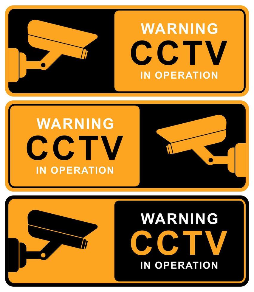 CCTV camera in operation sign and symbol vector