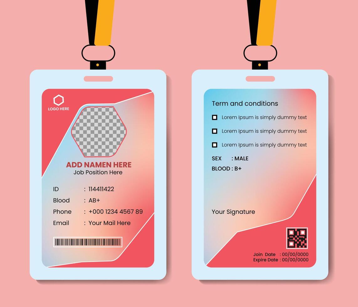 Corporate double-sided ID card Template Design vector