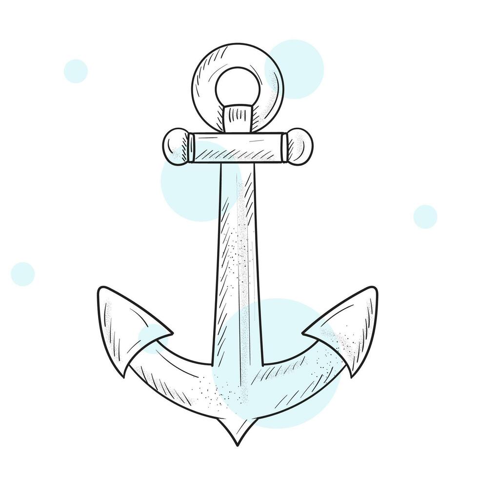 Vintage sea anchor in engraving style. Ship hook sketch illustration vector