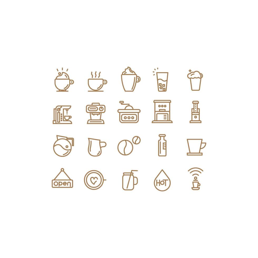icons set cafe and coffe, line style and pictogram vector